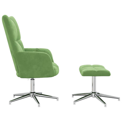 vidaXL Relaxsessel mit Hocker Hellgrün Samt