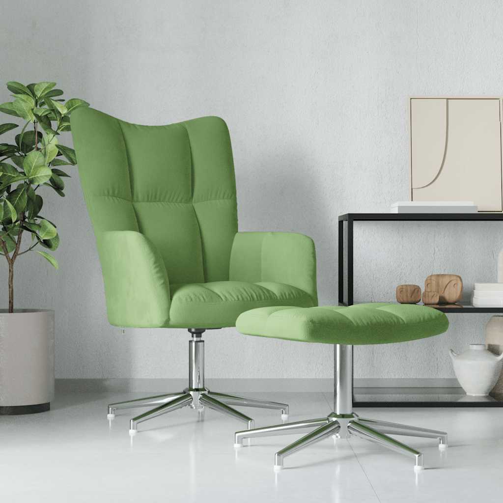 vidaXL Relaxsessel mit Hocker Hellgrün Samt