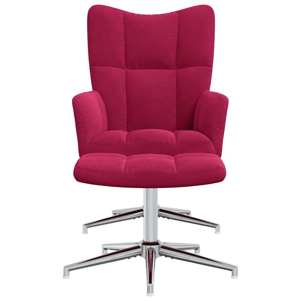vidaXL Relaxsessel mit Hocker Weinrot Samt