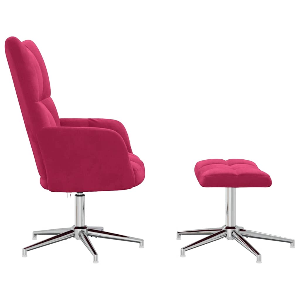 vidaXL Relaxsessel mit Hocker Weinrot Samt
