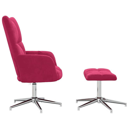 vidaXL Relaxsessel mit Hocker Weinrot Samt