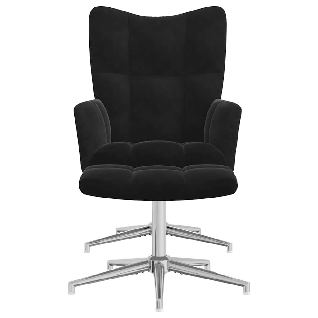 vidaXL Relaxsessel mit Hocker Schwarz Samt