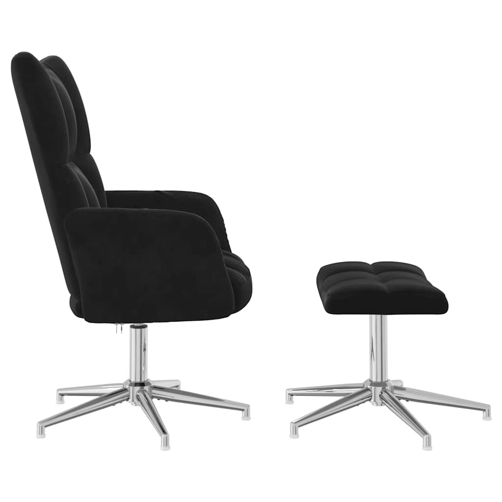 vidaXL Relaxsessel mit Hocker Schwarz Samt