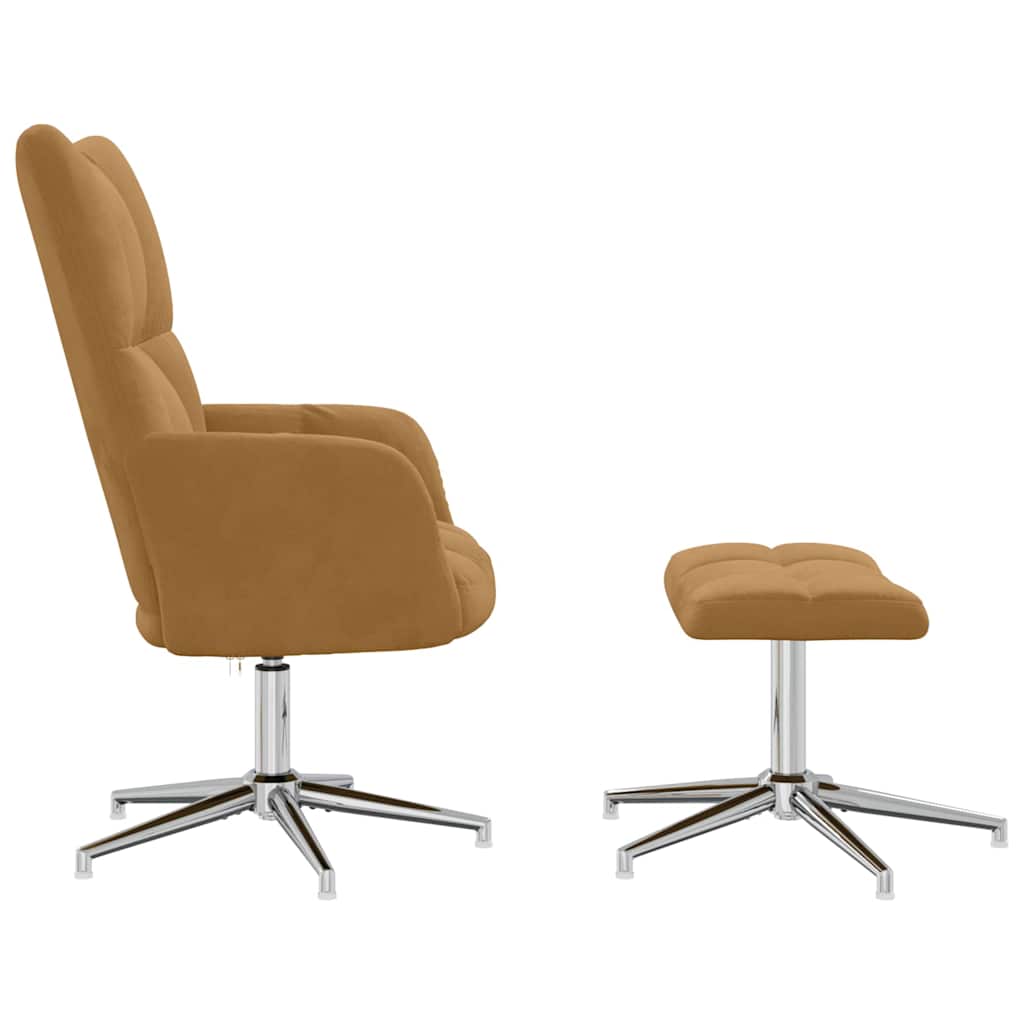 vidaXL Relaxsessel mit Hocker Braun Samt
