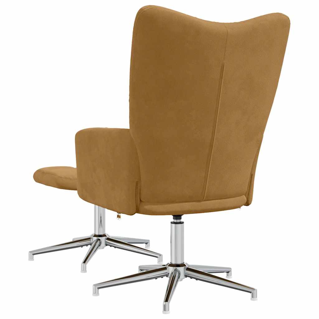 vidaXL Relaxsessel mit Hocker Braun Samt