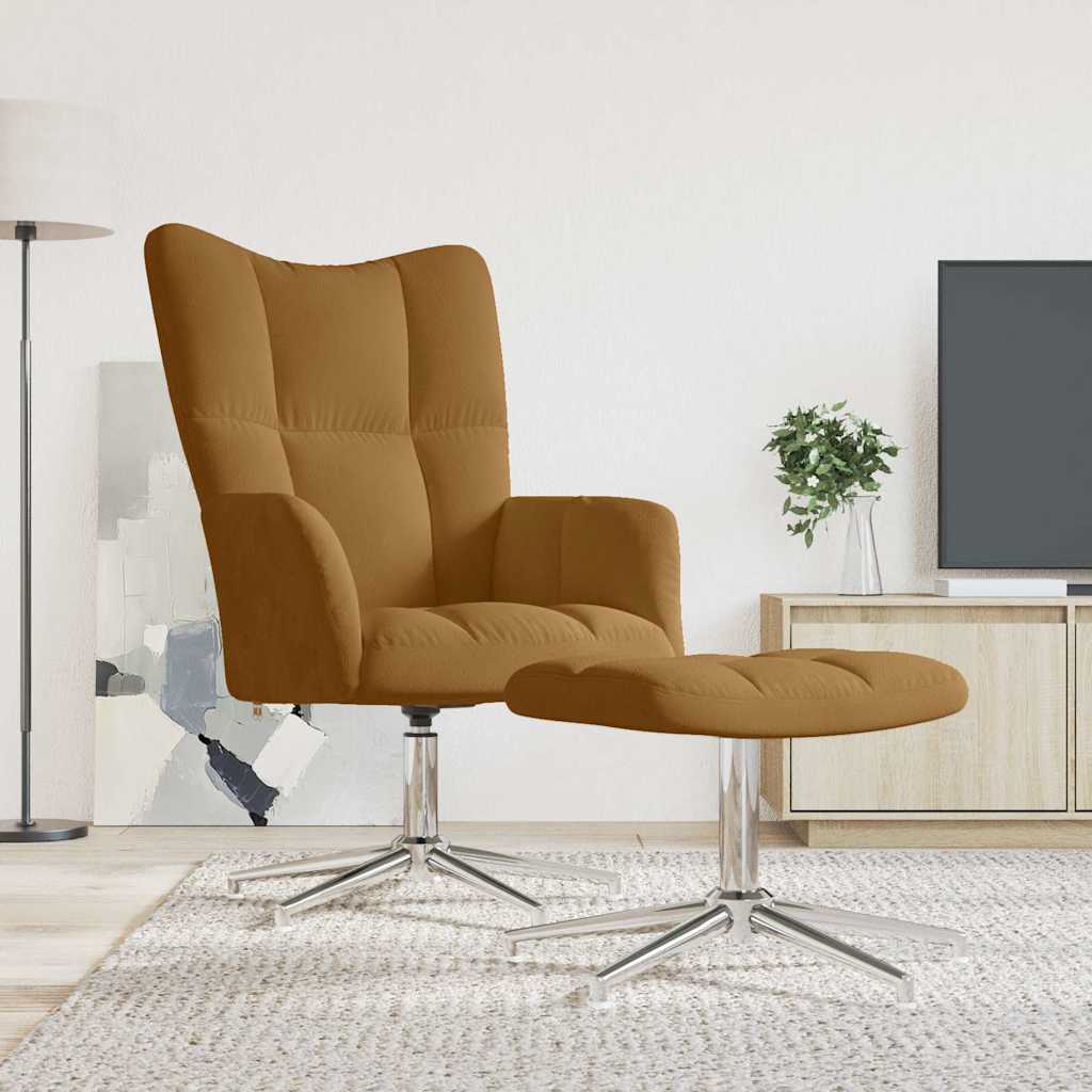 vidaXL Relaxsessel mit Hocker Braun Samt