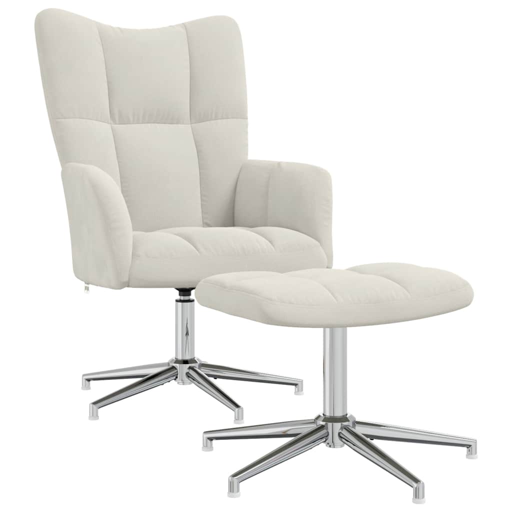 vidaXL Relaxsessel mit Hocker Cremeweiß Samt