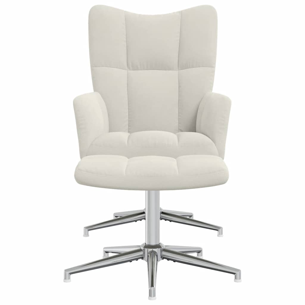 vidaXL Relaxsessel mit Hocker Cremeweiß Samt