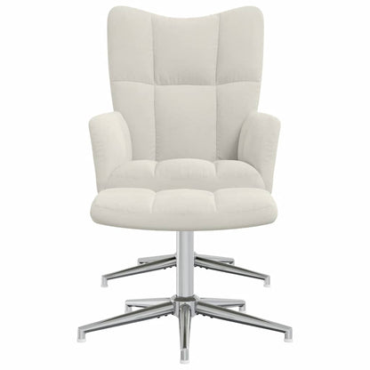 vidaXL Relaxsessel mit Hocker Cremeweiß Samt