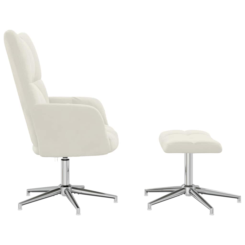 vidaXL Relaxsessel mit Hocker Cremeweiß Samt