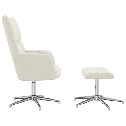 vidaXL Relaxsessel mit Hocker Cremeweiß Samt