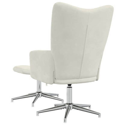 vidaXL Relaxsessel mit Hocker Cremeweiß Samt