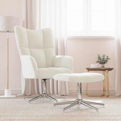 vidaXL Relaxsessel mit Hocker Cremeweiß Samt