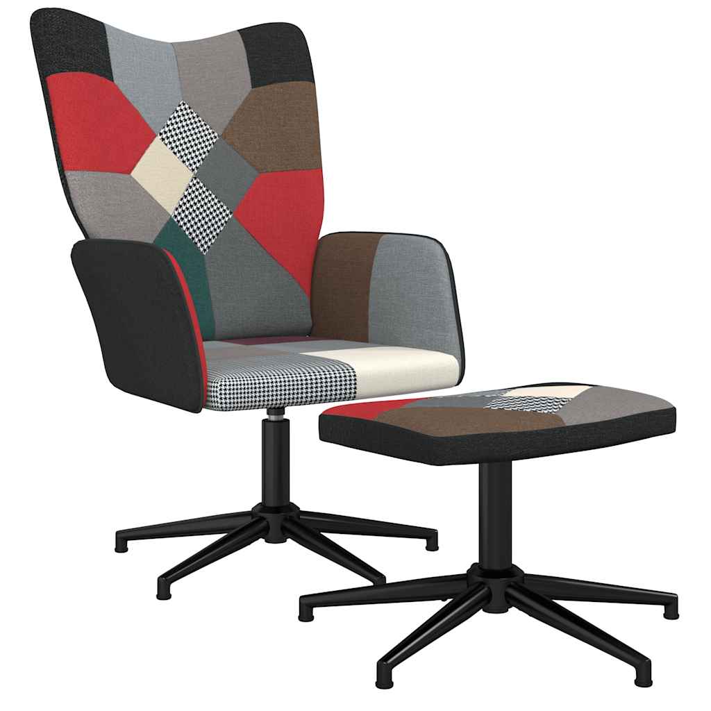 vidaXL Relaxsessel mit Hocker Patchwork Stoff