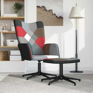 vidaXL Relaxsessel mit Hocker Patchwork Stoff