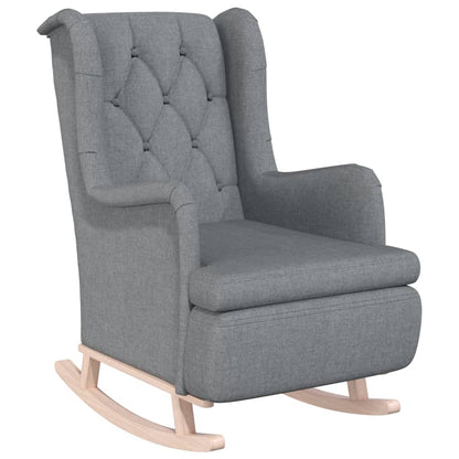 vidaXL Fauteuil à bascule avec pieds en bois d'hévéa Tissu Gris clair