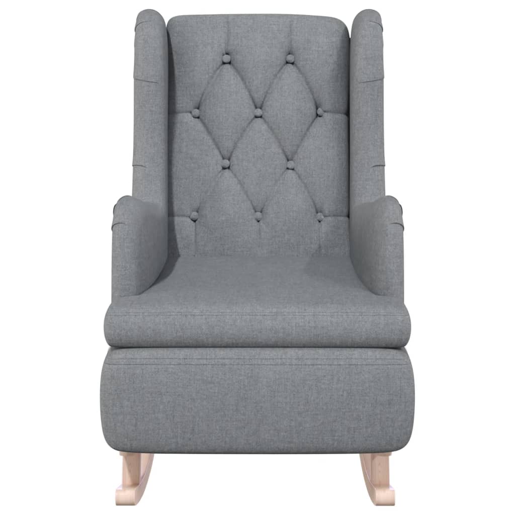 vidaXL Fauteuil à bascule avec pieds en bois d'hévéa Tissu Gris clair