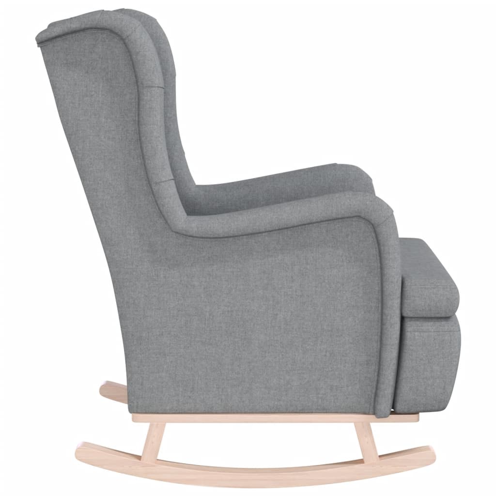 vidaXL Fauteuil à bascule avec pieds en bois d'hévéa Tissu Gris clair