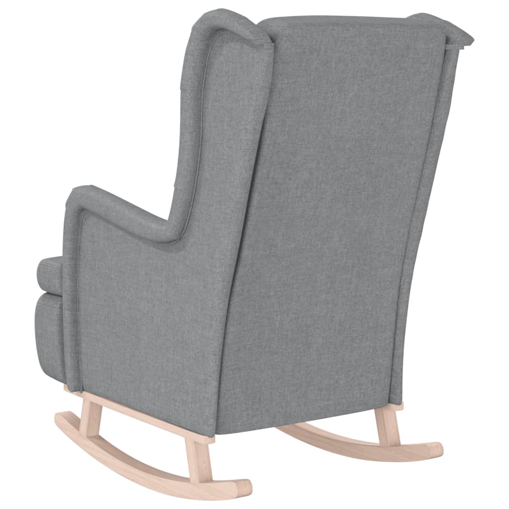 vidaXL Fauteuil à bascule avec pieds en bois d'hévéa Tissu Gris clair