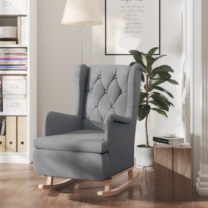 vidaXL Fauteuil à bascule avec pieds en bois d'hévéa Tissu Gris clair
