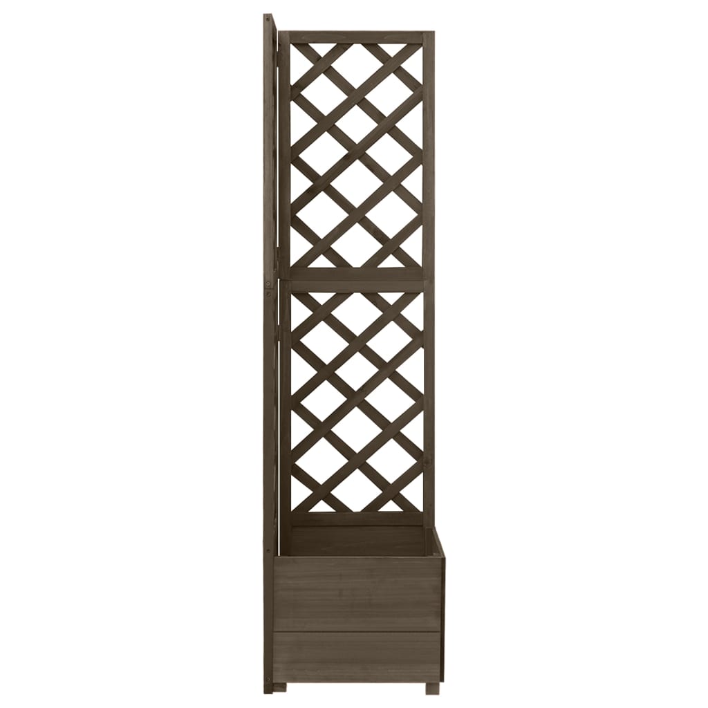vidaXL Treillis d'angle avec jardinière Gris 40x40x150 cm Bois de sapin massif