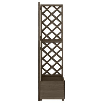 vidaXL Treillis d'angle avec jardinière Gris 40x40x150 cm Bois de sapin massif