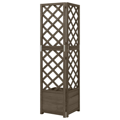 vidaXL Treillis d'angle avec jardinière Gris 40x40x150 cm Bois de sapin massif