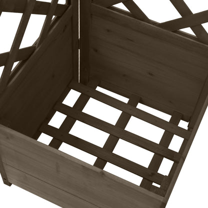 vidaXL Treillis d'angle avec jardinière Gris 40x40x150 cm Bois de sapin massif