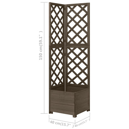 vidaXL Treillis d'angle avec jardinière Gris 40x40x150 cm Bois de sapin massif