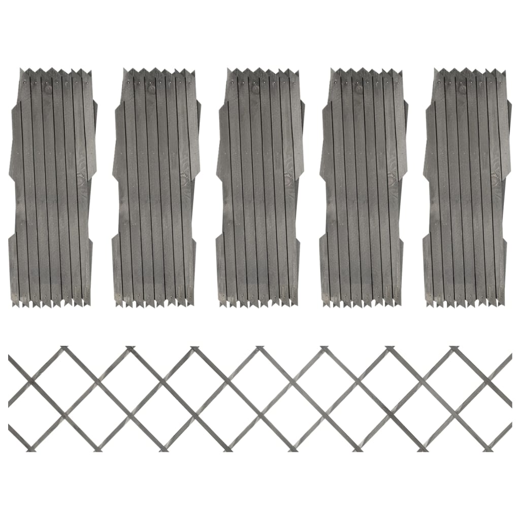 vidaXL Rankzäune 5 Stk. Grau Massivholz Tanne 180x30 cm