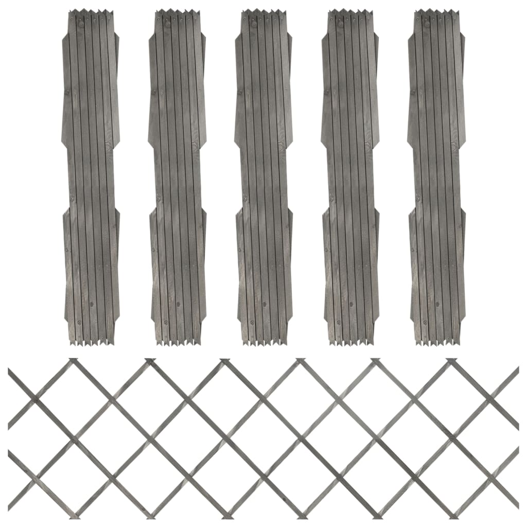 vidaXL Rankzäune 5 Stk. Grau Massivholz Tanne 180x60 cm