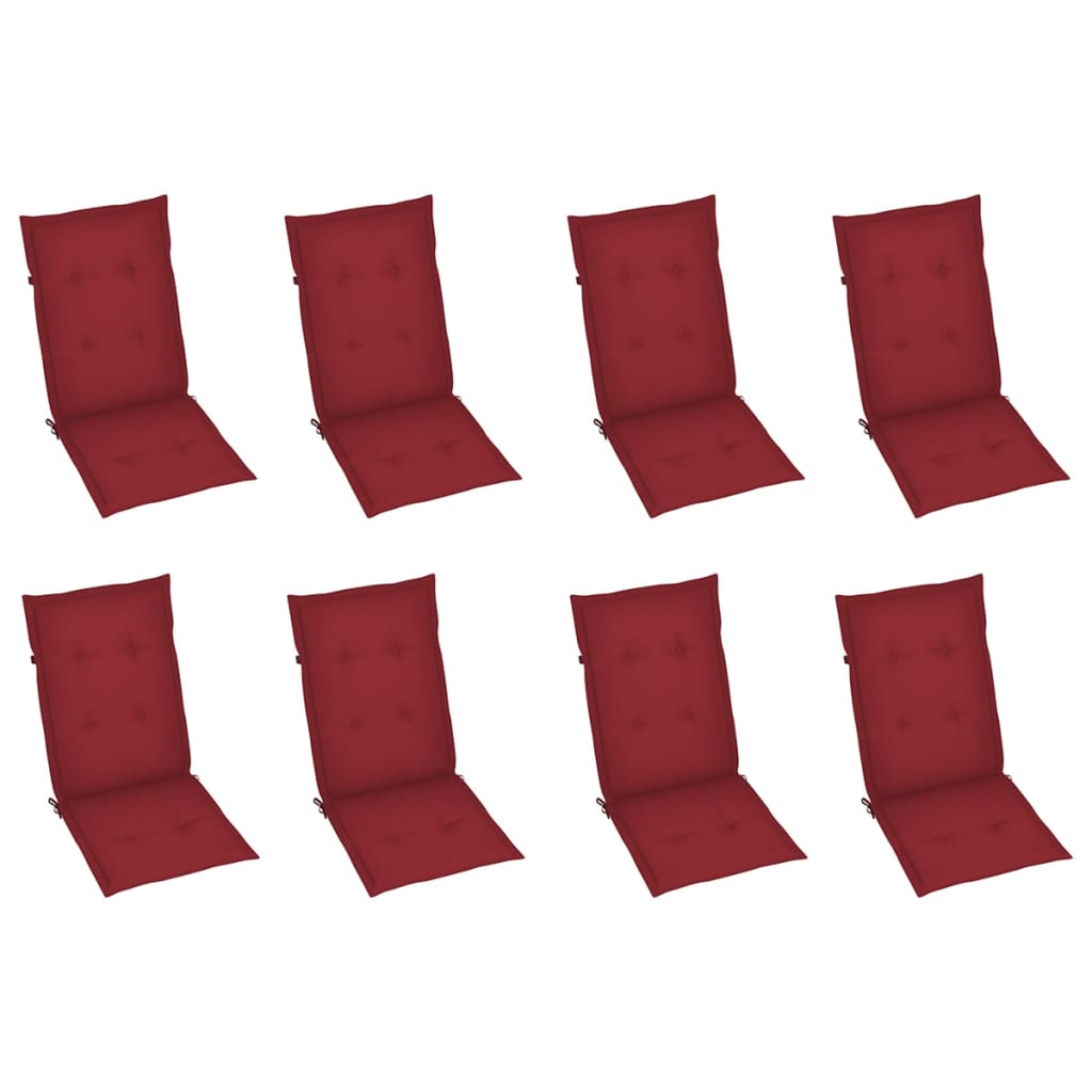 Verstellbare Gartenstühle mit Auflagen 8 Stk. Massivholz Teak