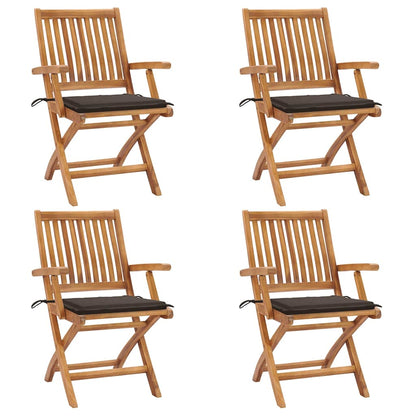 Klappbare Gartenstühle mit Kissen 4 Stk. Massivholz Teak