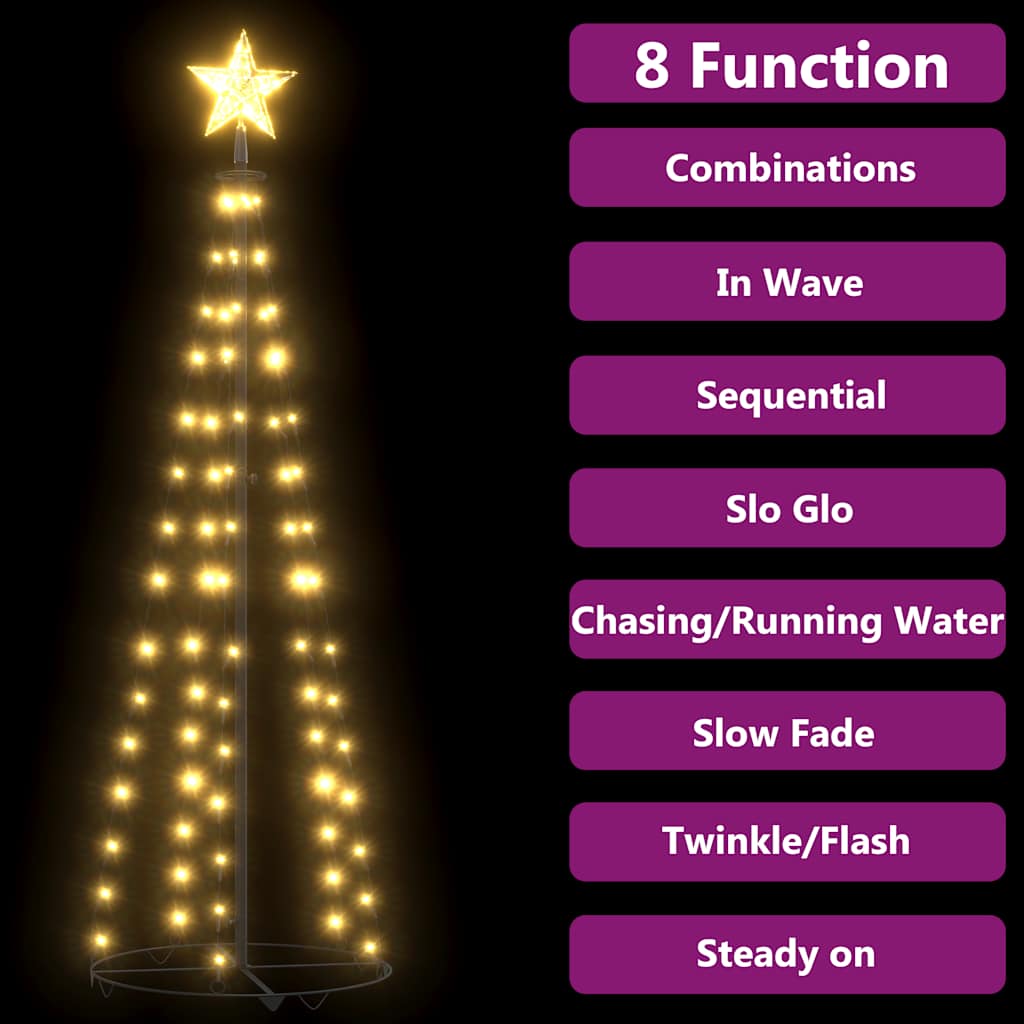 vidaXL Weihnachtsbaum Kegelform 84 LEDs Deko Warmweiß 50x150 cm