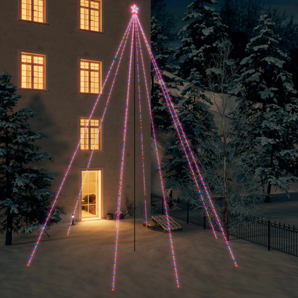 vidaXL LED Weihnachtsbaum Indoor Outdoor 1300 LEDs Bunt 8 m