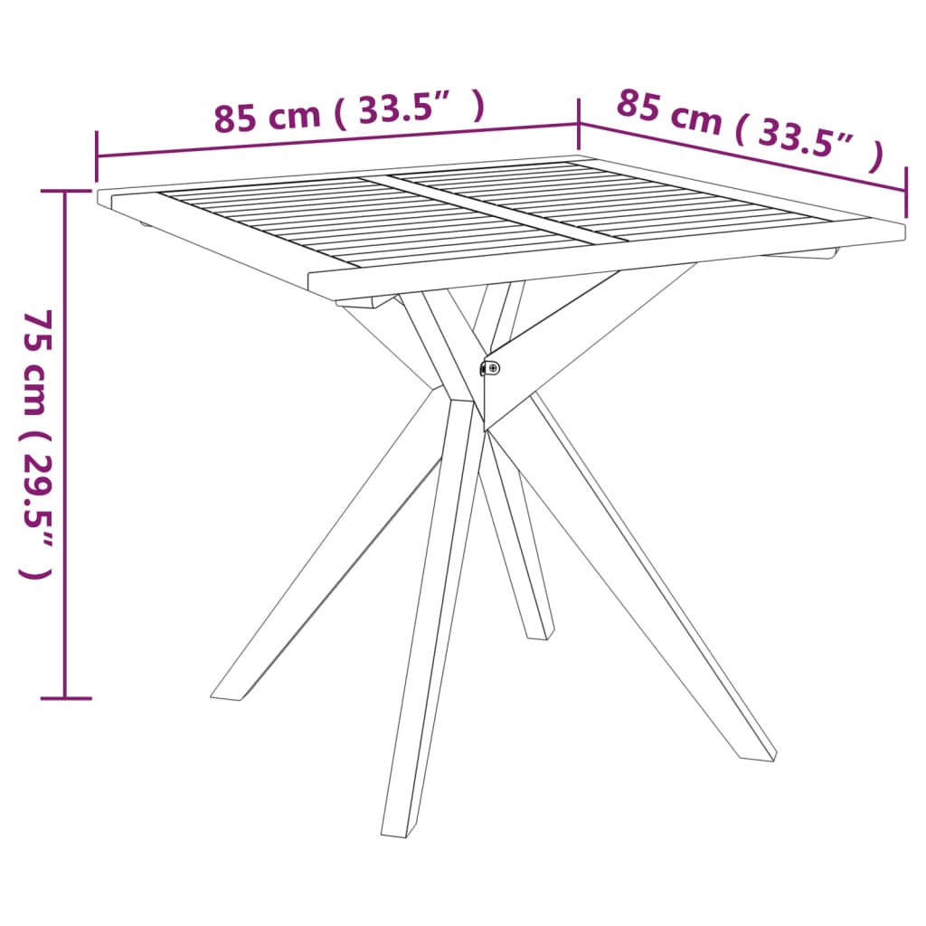 vidaXL Gartentisch 85x85x75 cm Massivholz Akazie