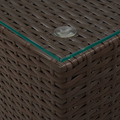 vidaXL Beistelltisch mit Glasplatte Braun 35x35x52 cm Poly Rattan