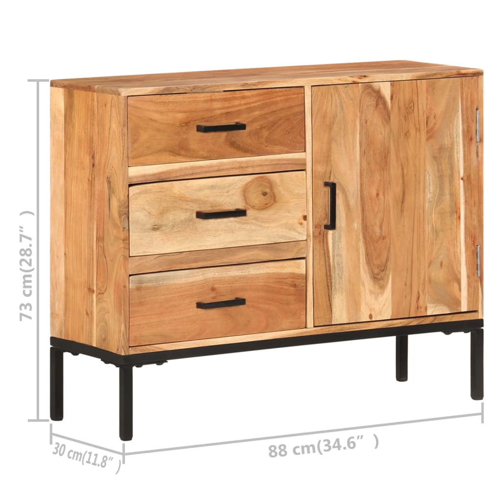 vidaXL Sideboard 88x30x73 cm Akazie Massivholz