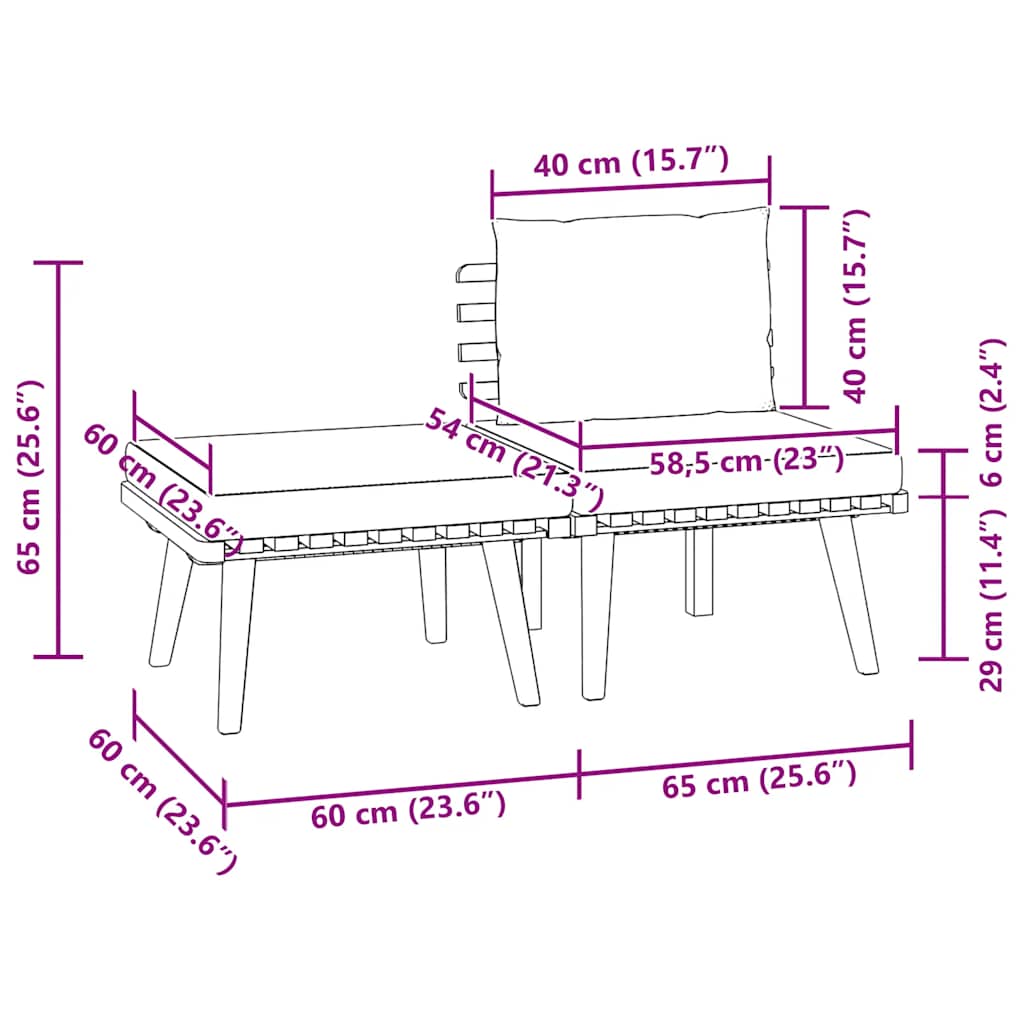 vidaXL 3-tlg. Garten-Lounge-Set mit Kissen Massivholz Akazie