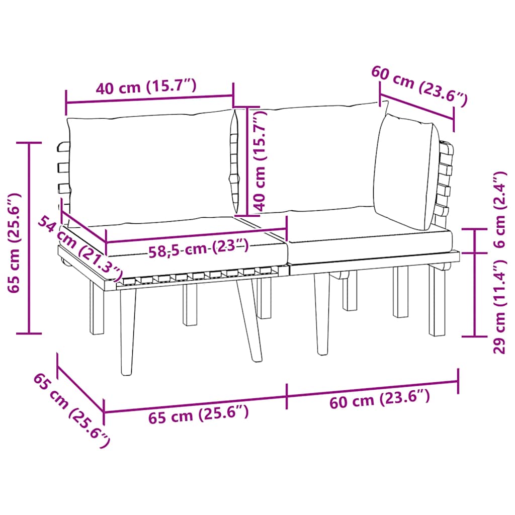 vidaXL 2-tlg. Garten-Lounge-Set mit Kissen Massivholz Akazie
