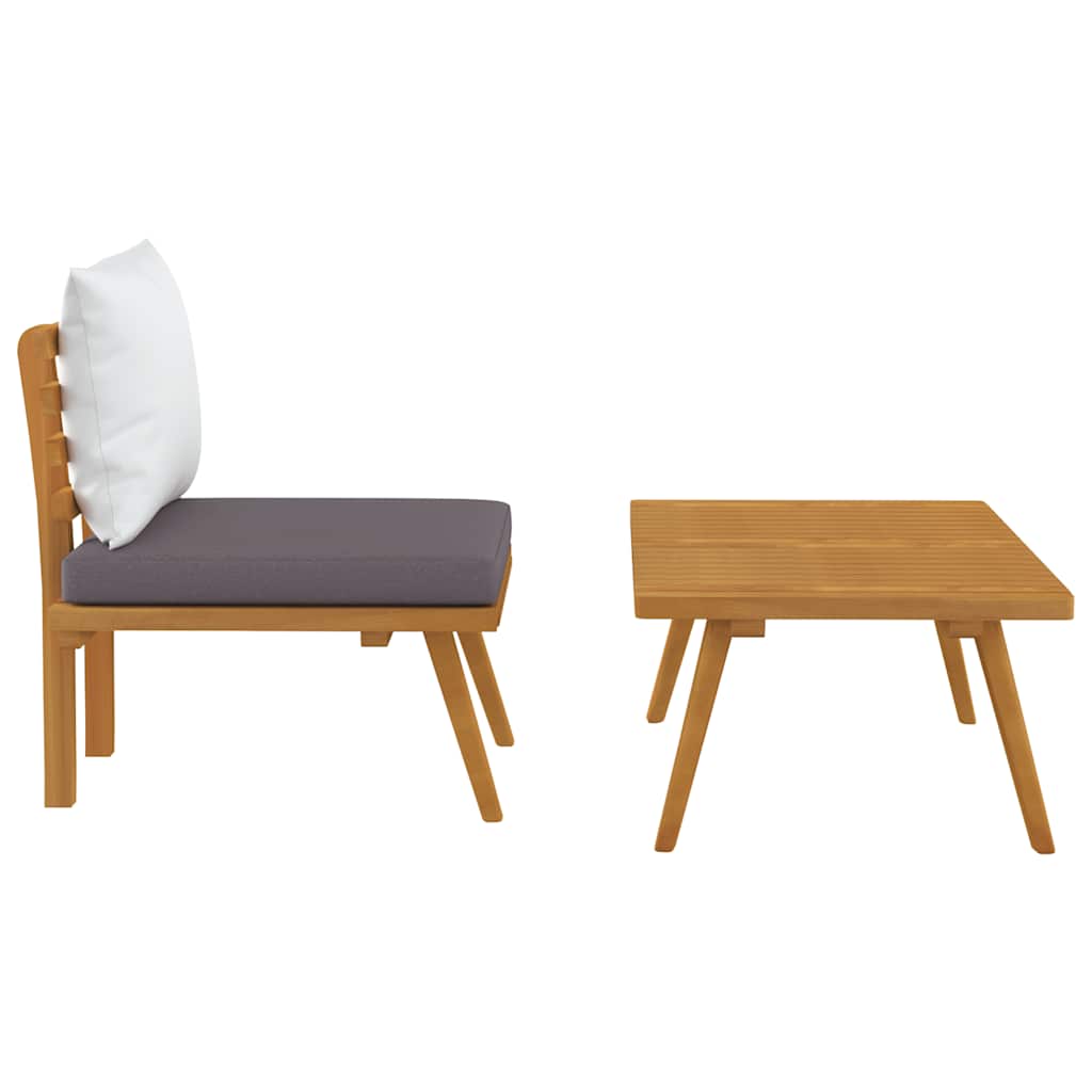 vidaXL 2-tlg. Garten-Lounge-Set mit Kissen Massivholz Akazie