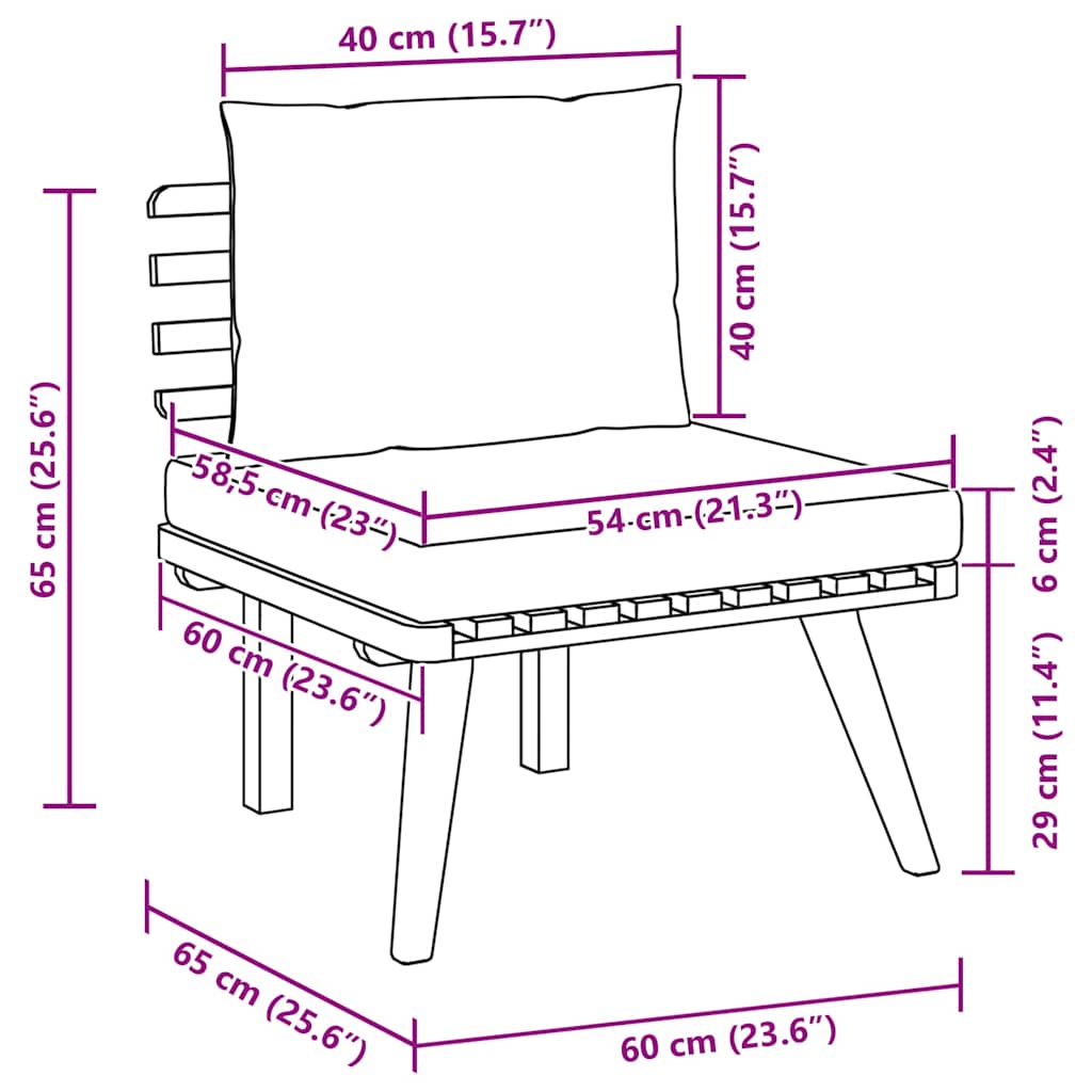 vidaXL 2-tlg. Garten-Lounge-Set mit Kissen Massivholz Akazie
