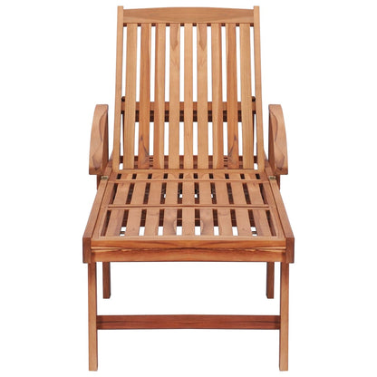 Sonnenliegen 2 Stk. Auflagen Rotes Karomuster Massivholz Teak