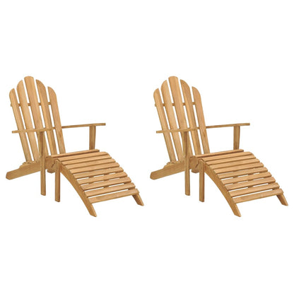 vidaXL Chaises Adirondack avec repose-pieds 2 pcs Bois de teck massif
