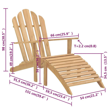 vidaXL Chaises Adirondack avec repose-pieds 2 pcs Bois de teck massif