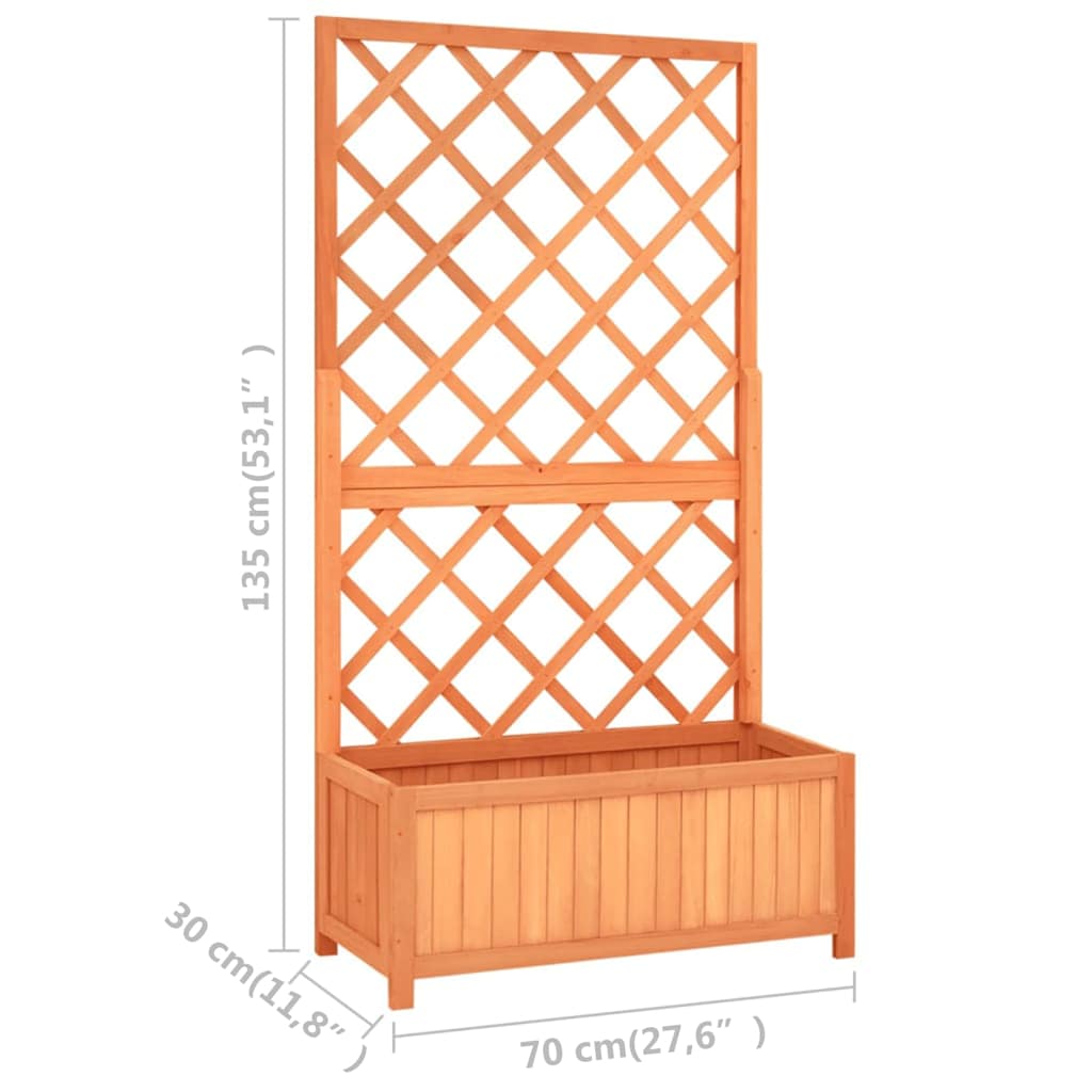 vidaXL Garten-Spalier mit Blumenkasten Braun 70x30x135 cm Tannenholz