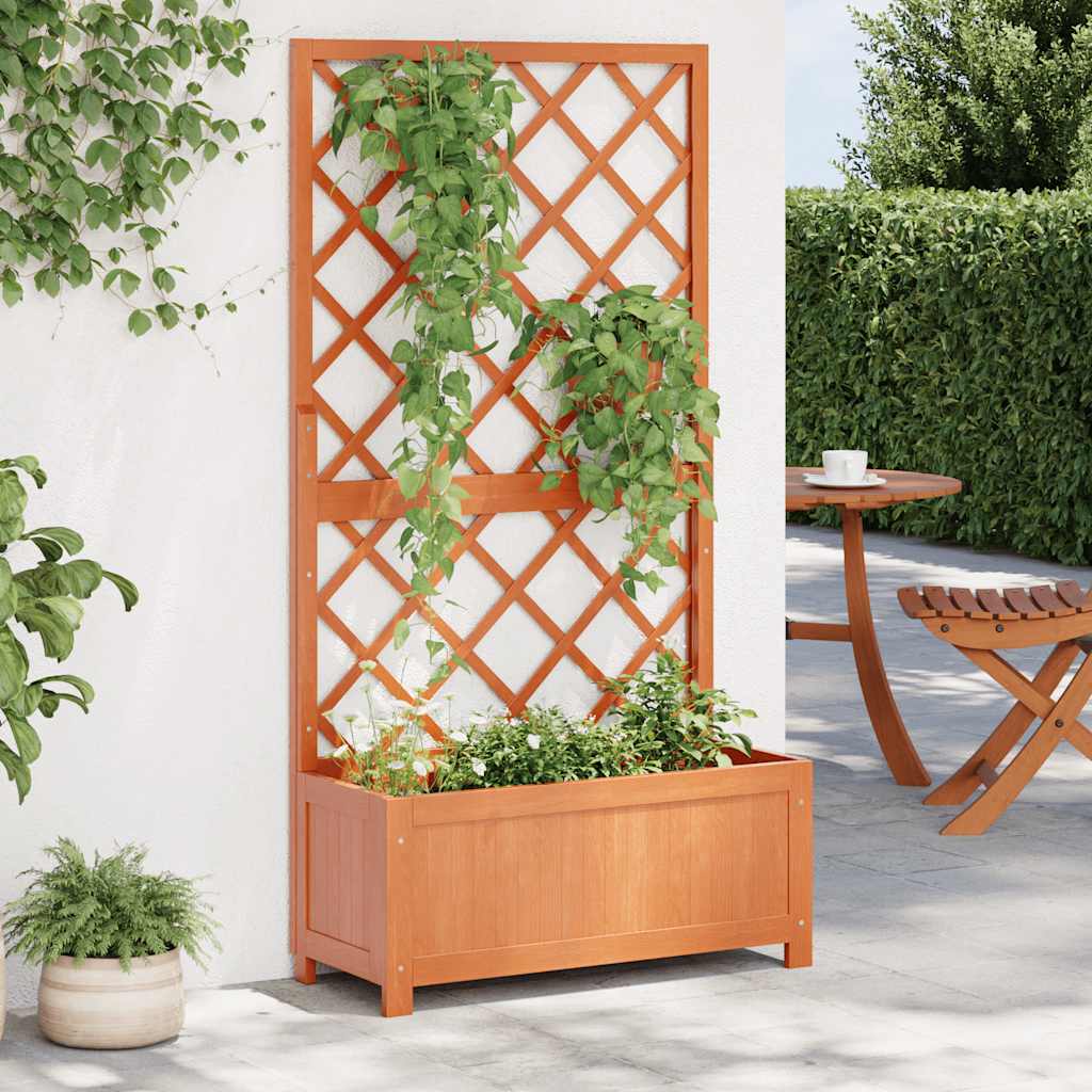 vidaXL Garten-Spalier mit Blumenkasten Braun 70x30x135 cm Tannenholz