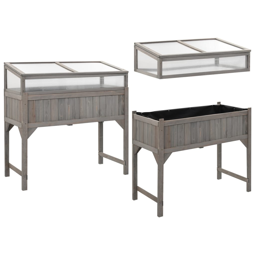 vidaXL Carré potager avec serre 110x54x120 cm Bois de sapin massif