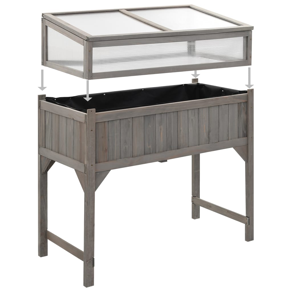 vidaXL Carré potager avec serre 110x54x120 cm Bois de sapin massif