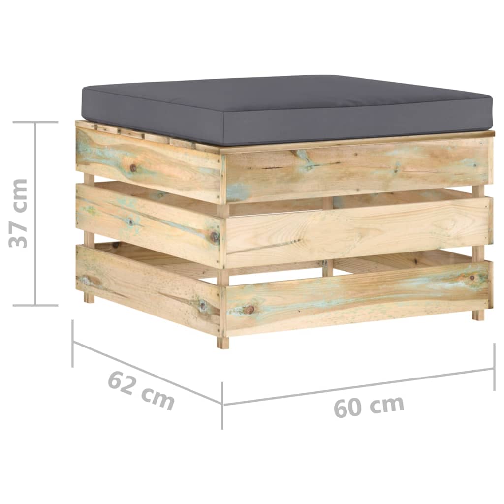 vidaXL 4-tlg. Garten-Lounge-Set mit Kissen Grün Imprägniertes Holz